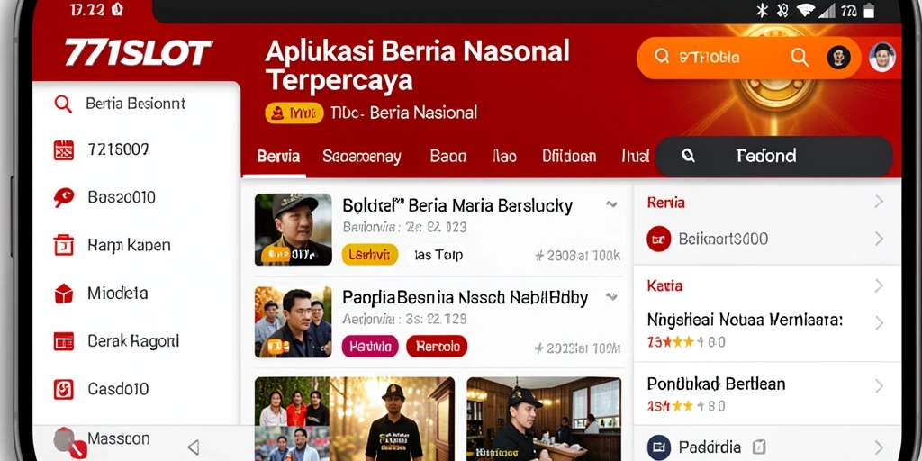 Antarmuka aplikasi 171SLOT menampilkan berita nasional terkini.