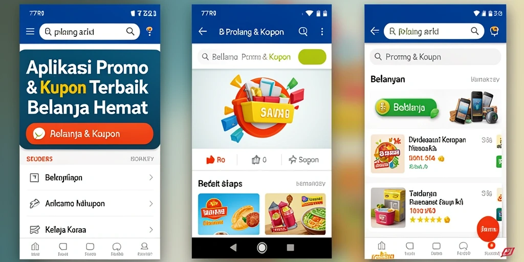 Tampilan antarmuka aplikasi 77RP dengan berbagai kupon dan promo.