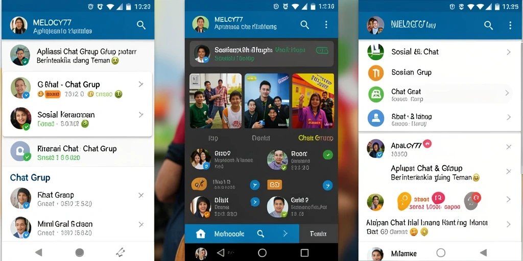 Antarmuka MELODY77 yang intuitif dan menarik untuk chat grup.