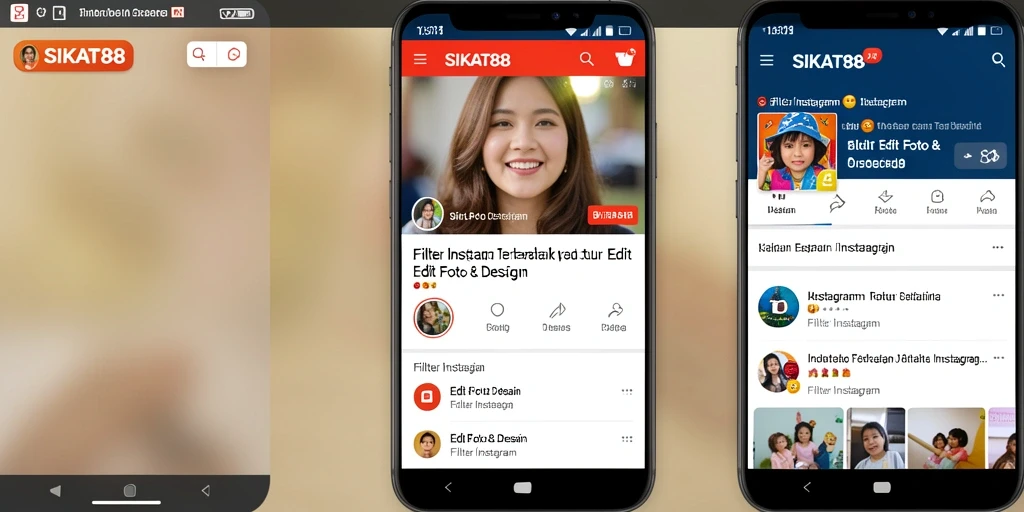 Antarmuka SIKAT88 dengan berbagai pilihan filter Instagram.