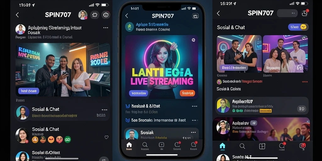 Tampilan antarmuka SPIN707 dengan fungsi Live Streaming yang menarik.